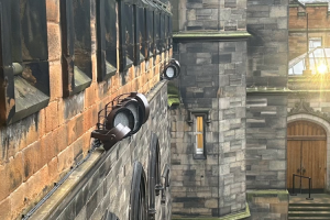 Colour photo of the New College Quad floodlights